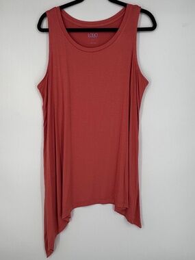 LOGO Layers Lori Goldstein Womens XL Sleeveless Asymmetric Tunic Top Coral Slit